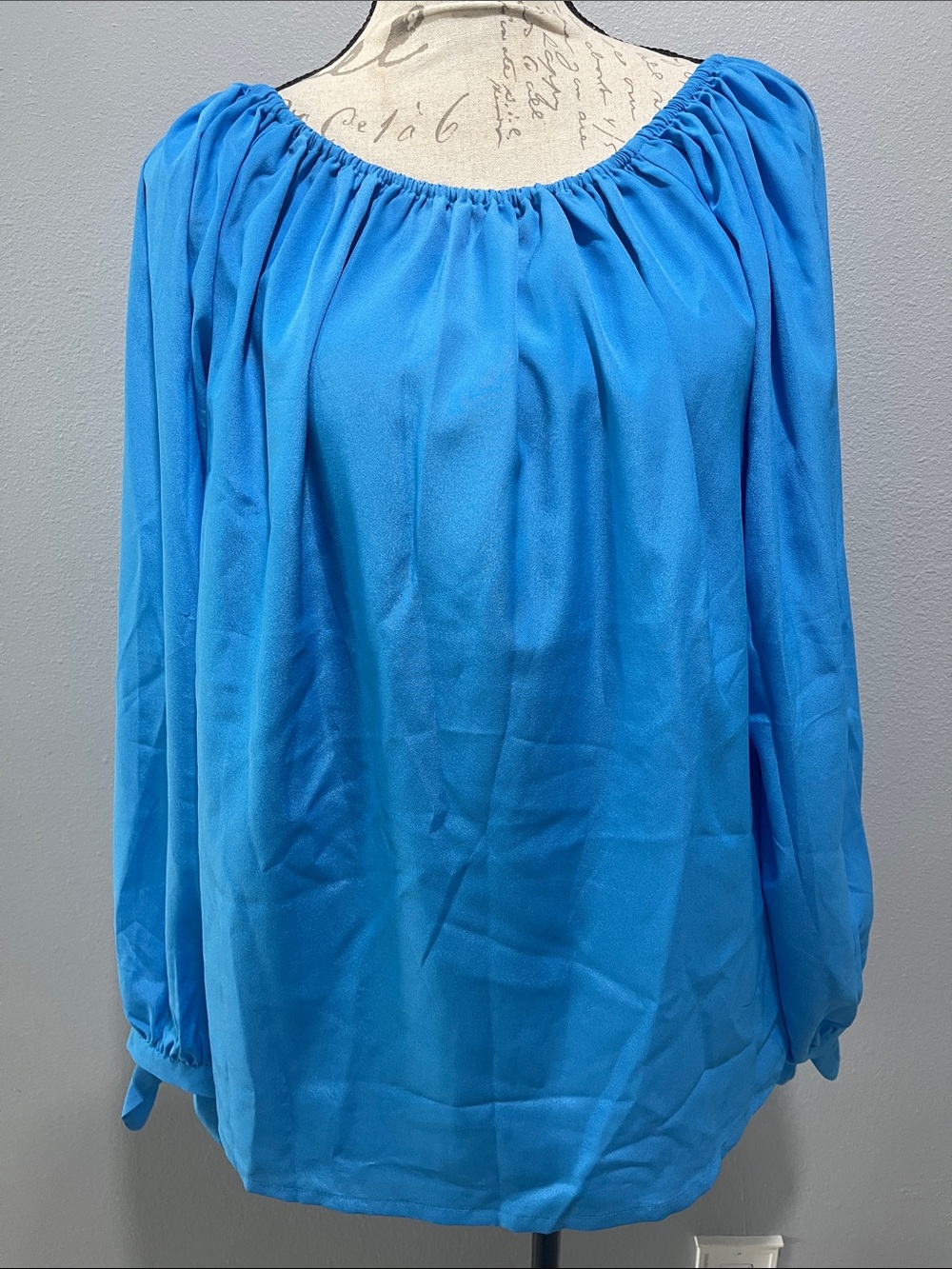 Trish McEvoy Bright Blue Peasant Blouse